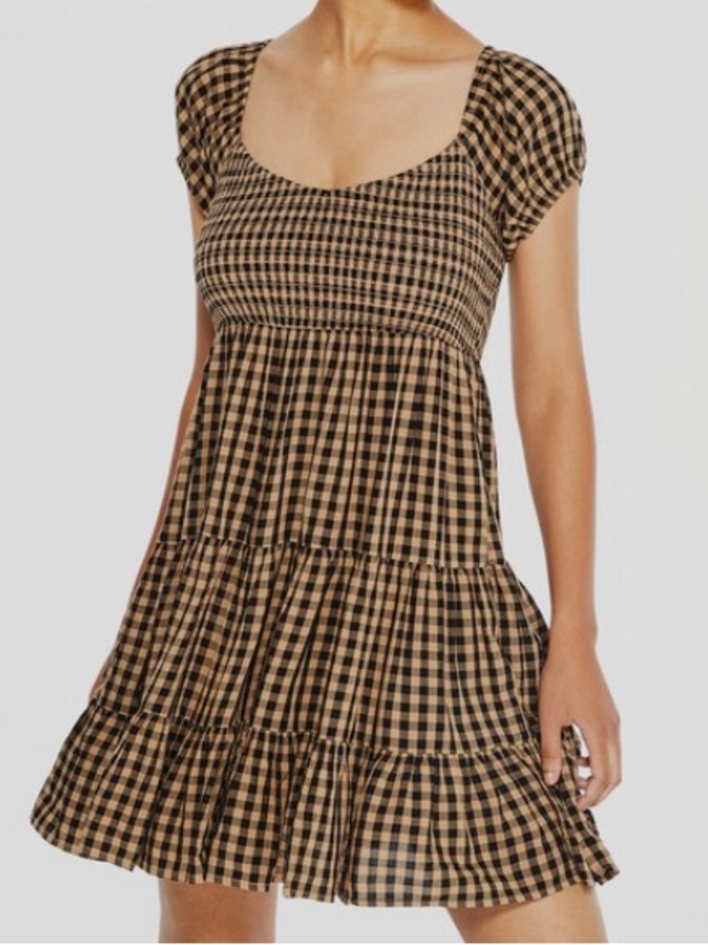 Aeropostale Brown and Black Gingham Mini Dress